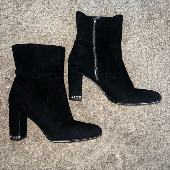Michael Kors Dolores Back Stretch Mid Calf Suede Booties Black Size 11 - Picture 5 of 14